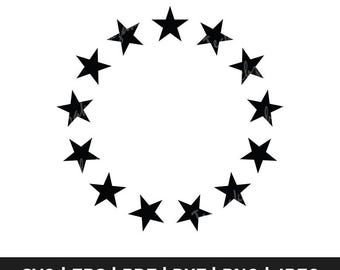 13 estrellas SVG, 1776 SVG, bandera de Betsy Ross SVG, silueta, PNG, Cricut, láser, clipart, CNC, vector, logotipo, EPS, DXF, PDF, descarga digital