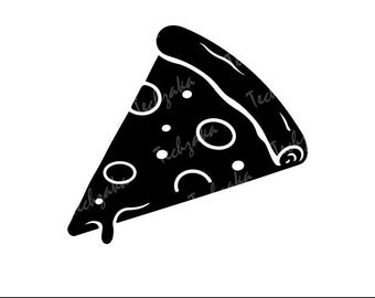 Fatia de Pizza Svg | Silhueta de Fatia de Pizza | Clipart de Pizza Fofo em Png Dxf | Arquivo de Corte de Fatia de Pizza para Cricut, Comida Engraçada Svg para Download Instantâneo