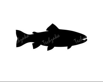 Forelle Fisch zwart, Forelle Fisch Silhouette, Forelle Clipart, Forelle Png, Forelle Vektor, Angeln zwar, Angler Cricut Cut Datei, Wildtier digitaler Download