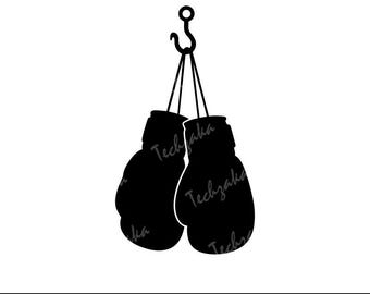 Hanging Boxing Gloves SVG, Sports Gloves Silhouette, Boxing PNG, Fighter Clipart, Gym Vector, Cricut Cut File, Martial Arts Digital Download