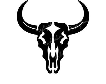 Czaszka byka SVG, sylwetka czaszki byka, czaszka Longhorn SVG, czaszka krowy SVG, clipart czaszki byka, głowa byka SVG, czaszka bawołu SVG, plik cięcia czaszki