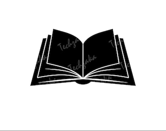 Open Book SVG, Book Silhouette, Open Book PNG, Reading Clipart, Study Vector, Teacher SVG, Library Icon, Cricut Cut File, Digital Download