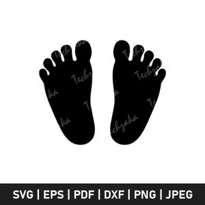 Baby Footprint SVG, Baby Feet Silhouette Cut File, Newborn Footprint Clipart for Cricut File, Baby Shower SVG, Infant Foot PNG