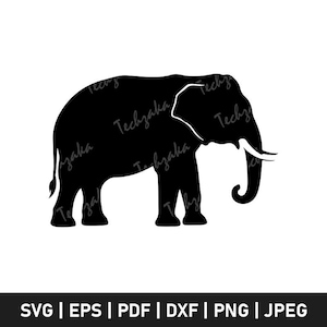 Cute Elephant Svg File, Elephant Silhouette, Elephant Png, Elephant Clipart, Elephant Cricut, Elephant Dxf, Digital Download