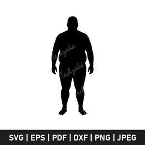 Fat Man Svg, Chubby Man Silhouette, Funny Body Shape Svg, Overweight Man Clipart, Fat Figure Cut File, Cartoon Man Svg, Png Dxf