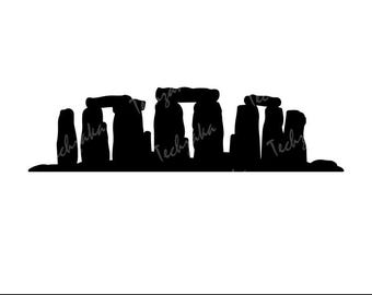 Archivo SVG de Stonehenge, silueta de Stonehenge, imágenes prediseñadas de Stonehenge, imágenes PNG de Stonehenge, archivo de corte de monumento, vector de monumento antiguo, diseño de Cricut