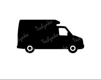 Furgoneta de reparto SVG, silueta de camión de reparto, archivo de corte SVG de furgoneta de carga, clipart de vehículo de transporte, furgoneta PNG, furgoneta de envío SVG para archivo Cricut