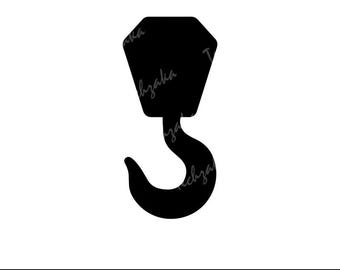 Archivo SVG de gancho de grúa, silueta de gancho industrial, archivo de corte de equipo de construcción para Cricut y Silhouette, gancho resistente PNG clipart