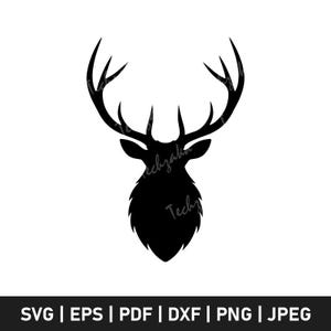 Elk Head SVG | Elk Head Silhouette | Deer Antler Clipart | Hunting Silhouette Cut File | Rustic Wildlife SVG for Cricut | Instant Download