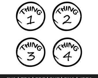 Thing 1 & Thing 2 Svg Bundle, Thing 1 Thing 2 Svg, Thing 1 Thing 2 Png, Silhouette, Cricut, Clipart, Vector, Eps Dxf Pdf, Digital Download