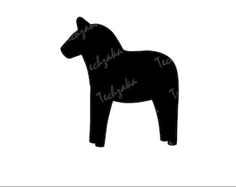Dala Horse SVG, Swedish Horse Silhouette, Scandinavian Folk Art SVG, Nordic Horse Clipart, Traditional Dala Cut File for Cricut File
