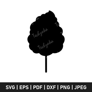 May include: Black silhouette of a tree with a rounded, cloud-like crown and a thin stem. The text "Techzaka" is repeated on the tree's crown. Below the tree are file format options: SVG, EPS, PDF, DXF, PNG, and JPEG.