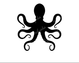 Octopus Svg, Octopus Silhouette Cut-bestand, Octopus Png, Sea Animal Svg voor Cricut, Marine Life Svg Clipart, Ocean Creature Svg