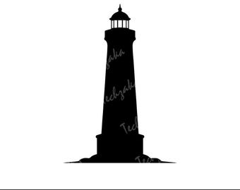Faro SVG, silueta de faro, SVG náutico, clipart costero, archivo de corte SVG de casa de playa, faro oceánico PNG DXF EPS para archivo Cricut