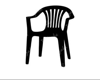 プラスチック製の椅子 SVG、椅子のシルエット、椅子のクリップアート、パティオ チェア SVG、芝生の椅子 SVG、ガーデン チェア SVG、モダンな椅子 SVG、デジタル ダウンロード