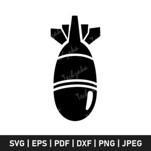 Aviation Bomb SVG, Atomic Bomb SVG, Bomb Vector, Military Bomb Silhouette, Combat SVG, War Logo, Explosion Png, Digital Download