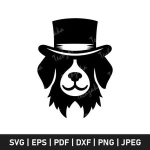 Dog with Hat SVG, Cute Dog Wearing Hat, Dog Clipart, Dog Silhouette, Puppy with Hat PNG, Dog Lover Digital Art, Dog Sticker, Cut File,Cricut