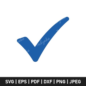 May include: A blue tick graphic on a white background. The tick is a stylized design, with the text "techzaba" and "aka" visible on the tick. The bottom of the image contains the text "SVG | EPS | PDF | DXF | PNG | JPEG".