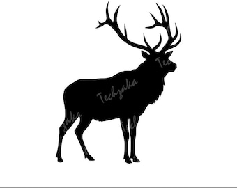 Elk Svg File | Elk Silhouette | Elk Png | Wildlife Deer Silhouette Cut File | Rustic Antler Clipart for Cricut & Projects | Instant Download