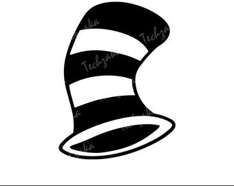 Dr Seuss Hat Svg, Dr Seuss Svg Silhouette, Svg Dr Seuss Png, Cat in the Hat Clipart, Striped Hat Silhouette,Digital Download,Cricut Cut File