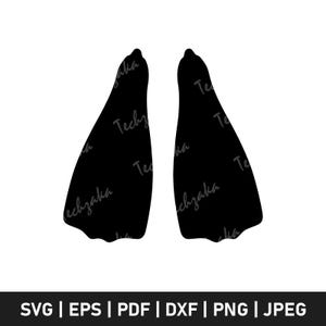 Swimfins SVG, Flippers Silhouette, Diving Fins Cut File, Swim Fins PNG, Scuba Gear Clipart, Snorkeling SVG, Beach Vacation Vector