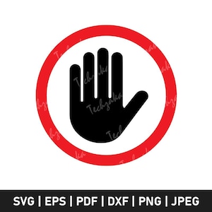 Hand Stop Sign SVG | Stop Sign Clipart | Traffic Sign SVG | Road Sign Vector | Hand Gesture SVG Cut File | Warning Sign | Printable Sign
