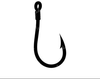Fish Hook Svg File, Fish Hook Png, Fishing Clipart, Cricut Cut Files, Bass Trout Hook Silhouette, Digital Download for T-Shirts & Decals
