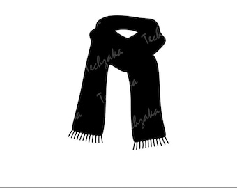 Cachecol SVG, Silhueta de cachecol de inverno, Clipart de roupas aconchegantes, Cachecol de acessório de moda PNG, Arquivo de corte Cricut, Design de feriado, Download digital