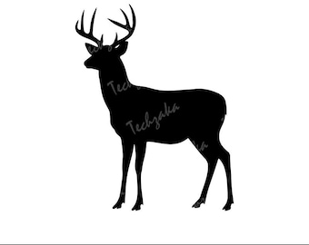 Whitetail Deer SVG File | Buck Hunting Clipart | Deer Silhouette SVG | Wildlife Cricut Cut File | Rustic Forest SVG | Antler Hunting Design