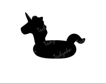 Boia de unicórnio infantil SVG, silhueta de boia de piscina, SVG fofo de verão, clipart de piscina PNG, unicórnio inflável SVG, arquivo de corte Cricut