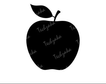 Maçã com folha SVG, silhueta de maçã, clipart de maçã, maçã vermelha PNG, arquivo de corte SVG de frutas, maçã escolar SVG, design de frutas de outono para Cricut