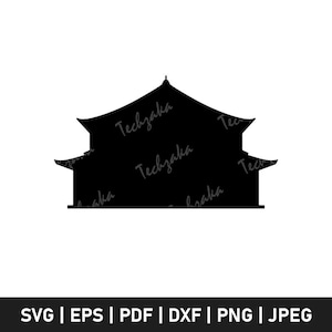 Japanese House SVG, Traditional Asian Home Silhouette, Pagoda Clipart, Japan Architecture PNG, Oriental Building SVG Cut File