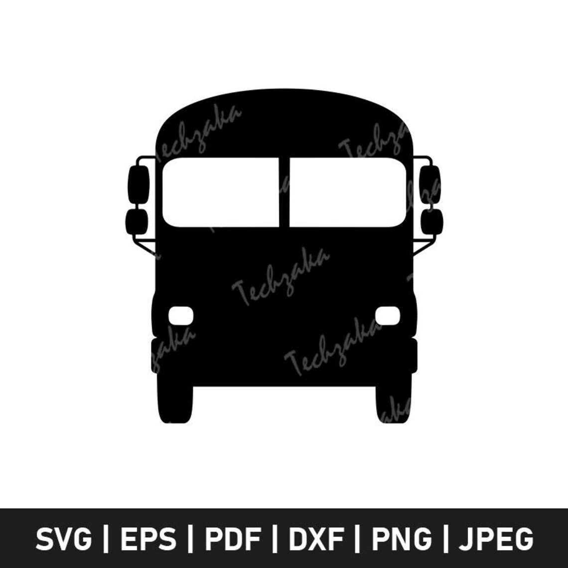 Front View School Bus SVG, School Bus Silhouette, Bus Cut File for ...