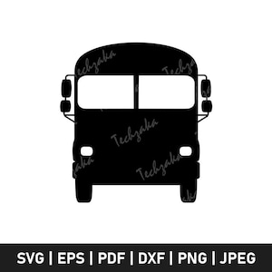 Vue de face d&#39;autobus scolaire SVG, Silhouette d&#39;autobus scolaire, autobus coupé fichier pour Cricut, retour à l&#39;école SVG, clipart PNG autobus, vecteur de Transport d&#39;enfants