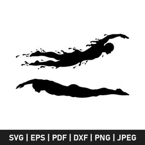 Man Swimming SVG | Swimming Silhouette Clipart for Cricut & Sublimation | Swimmer Vector File for T-shirt, Cut File, Digital Download