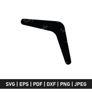 May include: Black boomerang-shaped graphic on a white background. The boomerang has a curved design with rounded edges. The text "Teeka" is faintly visible on the boomerang. Below the boomerang is a black bar with the text "SVG | EPS | PDF | DXF | PNG | JPEG".