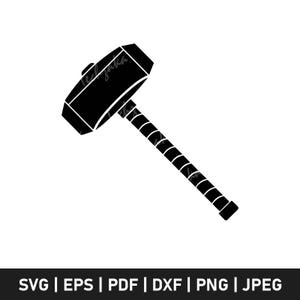 Thor hammer svg files, Thor hammer png, Thor hammer silhouette, Thor hammer clipart. Svg, Eps, Pdf, Dxf, Png, Jpeg, Decal, Stencil