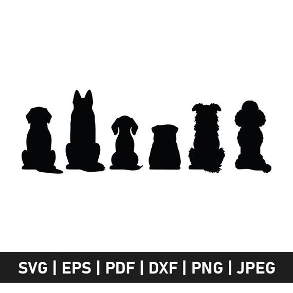 6 Back Sitting Dogs Svg, Dog Svg Files, Dog Silhouette, Dog Back