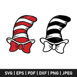 Dr Seuss Hat SVG, Cat in the Hat SVG, Silhouette Dr Seuss SVG, Dr Seuss Hat Png, Cat in the Hat Png, Thing 1 Thing 2 Svg, Dr Seuss Clipart