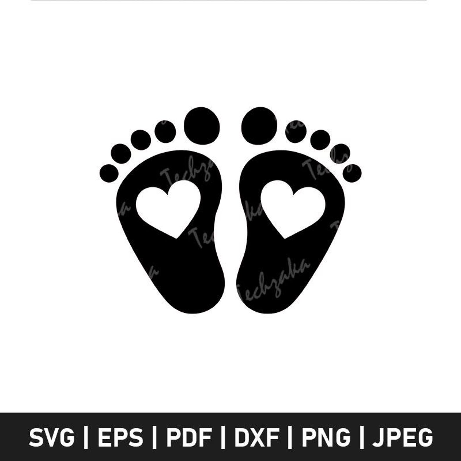 Baby Footprint Svg File, Baby Footprint Silhouette, Baby Footprints ...
