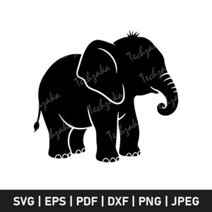 Cute Baby Elephant Svg File, Elephant Silhouette, Baby Elephant Png, Elephant Clipart, Cartoon Elephant, Elephant Cricut, Elephant Download