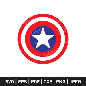 May include: A circular graphic design featuring a red and white striped outer ring, a blue inner circle, and a white five-pointed star in the center. The word "Techzaka" is repeated around the outer ring. The bottom of the image displays file format options: SVG, EPS, PDF, DXF, PNG, and JPEG.