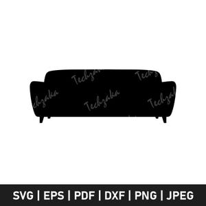 Modernes Sofa SVG, Sofa Silhouette, Couch SVG, Wohnzimmer Möbel Clipart, Sofa PNG, Couch Cricut Schnittdatei, Wohnkultur Vektor