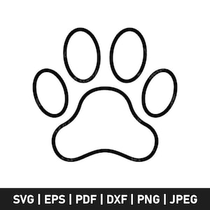 May include: A black and white outline of a paw print.