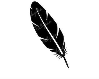Feather SVG File, Boho Feather Silhouette, Bird Feather Clipart, Feather PNG, Bohemian Vector, Dxf, Eps, Cricut Cut File, Digital Download
