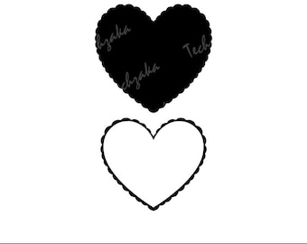 Corazón festoneado SVG, silueta de corazón de encaje, clipart de corazón festoneado, PNG de corazón festoneado, vector de corazón, archivo de corte de Cricut, descarga digital
