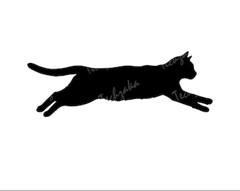 Springende Katze SVG-Datei | Katzensilhouette | Katze PNG Clipart DXF für Cricut | Springende Kitty Vektor Schnitt Datei | Digitaler Sofort Download