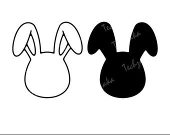 Bunny Head SVG, Bunny Head Outline SVG, Easter Bunny SVG, Rabbit Svg, Bunny Face Svg, Cute Bunny Svg, Bunny Clipart, Bunny Head Vector