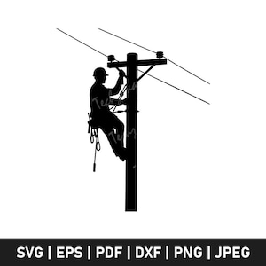 Power Lineman Svg File, Lineman Pole Svg, Lineman Clipart, Lineman Decal, Lineman Png, Lineman Dxf, Lineman Vector, Lineman Silhouette