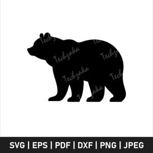 Black bear svg file, Black bear silhouette dxf, Svg bear jpg, Bear png, Bear clipart, Bear vector art
